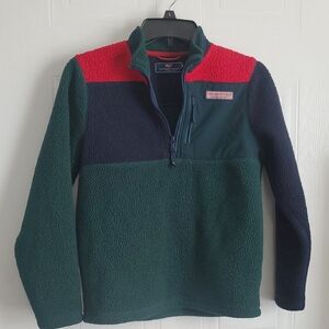 Vineyard Vines Red, Navy, and Green Fleece Pullover